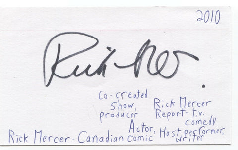 Rick Mercer Signed 3x5 Index Card Autographed Signature Actor Comedian