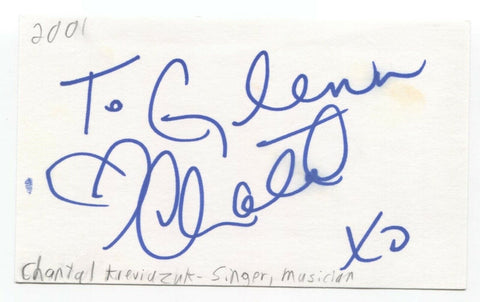 Chantal Kreviazuk Signed 3x5 Index Card Autographed Signature Singer