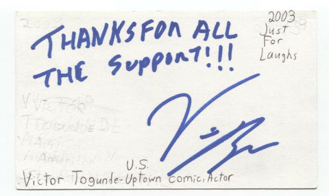 Victor Togunde Signed 3x5 Index Card Autograph Signature Actor Sister, Sister