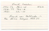 Frank Lucchesi Signed 3x5 Index Card Autographed MLB Baseball Manager Rangers