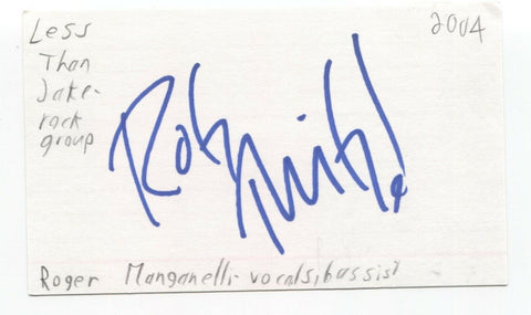 Roger Lima Signed 3x5 Index Card Autographed Manganelli Signature Less Than Jake