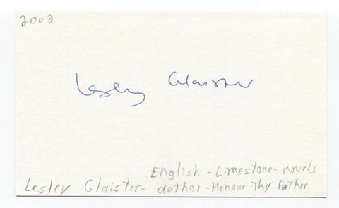 Lesley Glaister Signed 3x5 Index Card Autographed Signature Author Writer