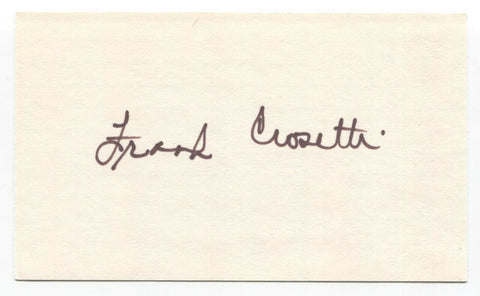 Frank Crosetti Signed 3x5 Index Card Baseball Autographed Signature Yankees