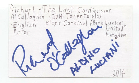 Richard O'Callaghan Signed 3x5 Index Card Autographed Actor Watership Down