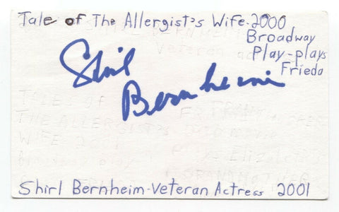 Shirl Bernheim Signed 3x5 Index Card Autographed Signature Actress