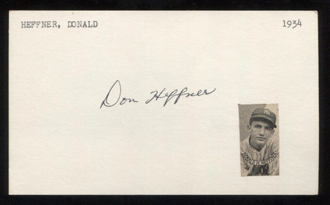Don Heffner Signed 3 x 5 Inch Index Card Autographed Baseball Signature