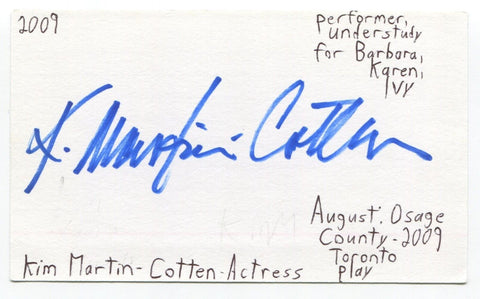 Kim Martin-Cotten Signed 3x5 Index Card Autograph Actress August: Osage County