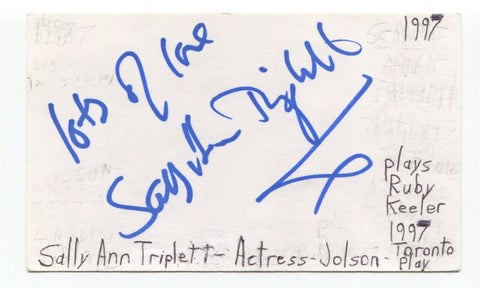 Sally Ann Triplett Signed 3x5 Index Card Autographed Actress Doctors Eastenders