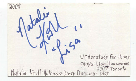 Natalie Krill Signed 3x5 Index Card Autographed Signature Actress The Next Step