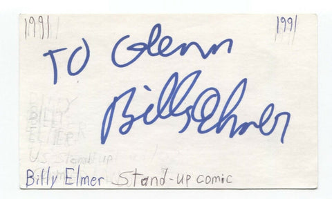 Billy Elmer Signed 3x5 Index Card Autographed Signature Comedian Comic Actor