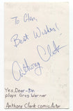 Anthony Clark Signed 3x5 Index Card Autographed Signature Actor