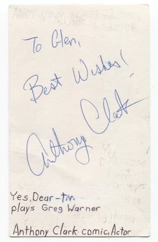 Anthony Clark Signed 3x5 Index Card Autographed Signature Actor