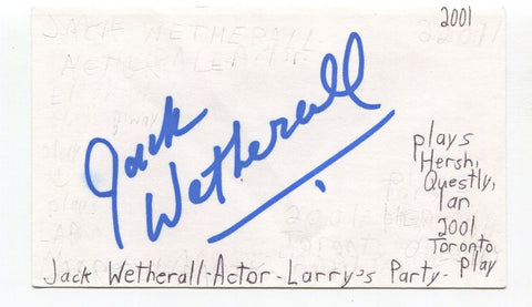 Jack Weatherall Signed 3x5 Index Card Autograph Actor Queer As Folk