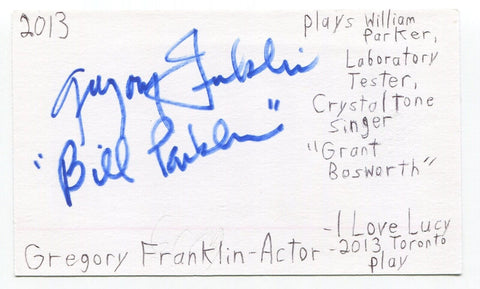 Gregory Franklin Signed 3x5 Index Card Autographed Actor Young And The Restless