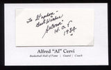 Al Cervi Signed 3x5 Index Card Signature Autograph Basketball Hall of Fame