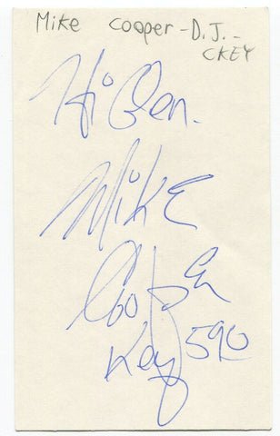 Mike Cooper Signed 3x5 Index Card Autographed Signature DJ CKEY