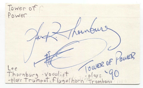 Tower of Power - Lee Thornburg Signed 3x5 Index Card Autographed Signature Band