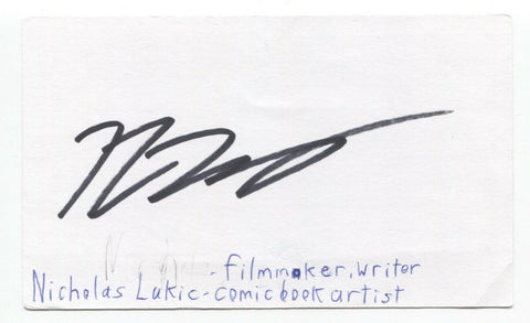 Nicholas Lukic Signed 3x5 Index Card Autographed Signature Comic Artist