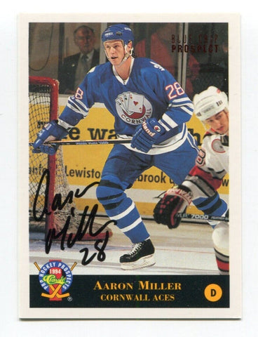 1994 Classic Pro Prospects Aaron Miller Signed Card Hockey NHL AUTO #105 Aces