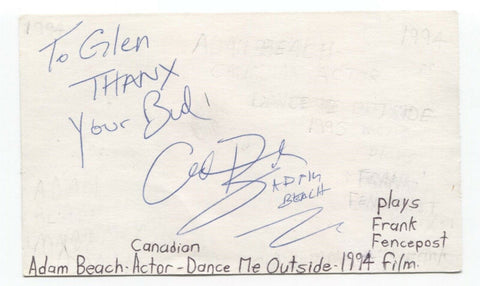 Adam Beach Signed 3x5 Index Card Autographed Signature Actor Suicide Squad