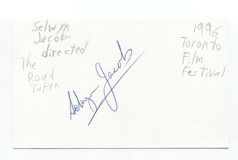 Selwyn Jacob Signed 3x5 Index Card Autographed Signature Director