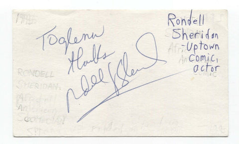 Rondell Sheridan Signed 3x5 Index Card Autograph Signature Actor