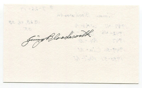 Jimmy Bloodsworth Signed 3x5 Index Card Autographed Baseball Washington Senators