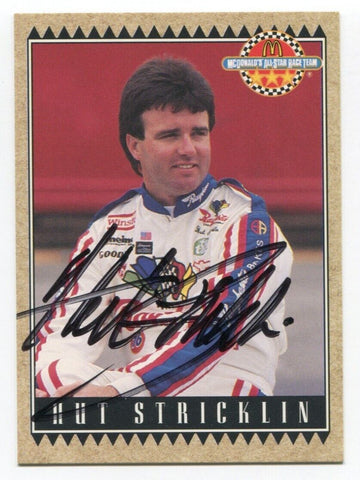 1992 Maxx McDonalds Hut Stricklin Signed Card Racing Autograph NASCAR AUTO #23