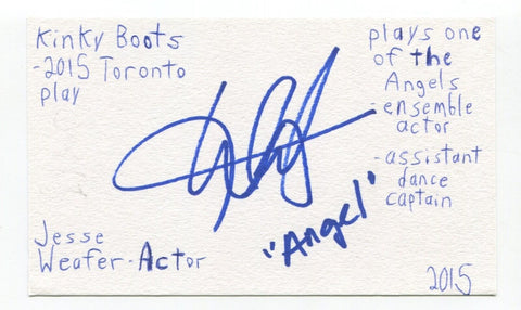 Jesse Weafer Signed 3x5 Index Card Autographed Actor Hairspray Mirror Mirror