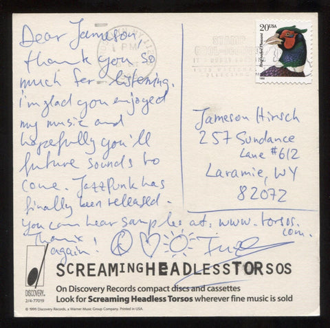 Screaming Headless Torsos Signed Album Promo Card Autographed David Fiuczynski