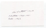 Ken Walters Signed 3x5 Index Card Autograph Baseball MLB Philadelphia Phillies