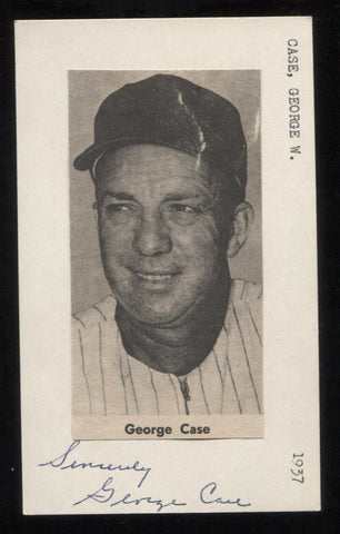 George Case Signed 3 x 5 Inch Index Card Autographed Baseball Signature