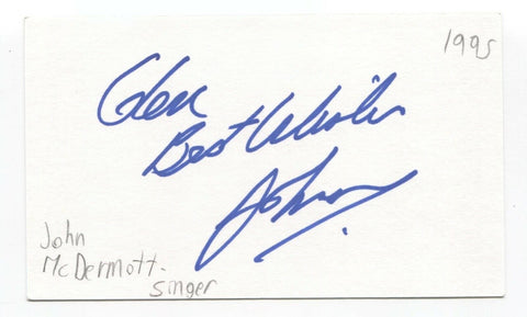 John McDermott Signed 3x5 Index Card Autographed Signature Singer