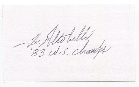 Joe Altobelli Signed 3x5 Index Card Autographed Signature Cleveland Indians MLB