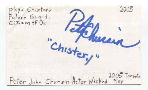 Peter Chursin Jr Signed 3x5 Index Card Autographed Actor Wicked Fosse