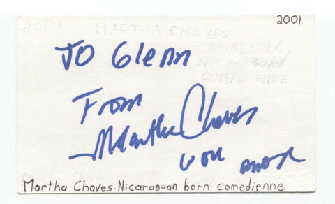 Martha Chaves Signed 3x5 Index Card Autographed Signature Comedian Comic Actress