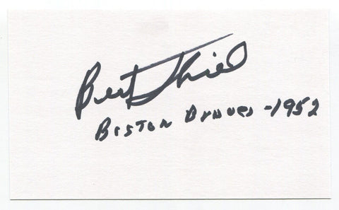 Bert Thiel Signed 3x5 Index Card Autograph Baseball MLB 1952 Boston Braves