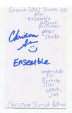 Christina Sivrich Signed 3x5 Index Card Autographed Actress Jelly Ben And Pogo