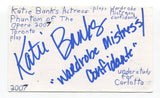 Katie Banks Signed 3x5 Index Card Autographed Actress Phantom Of The Opera