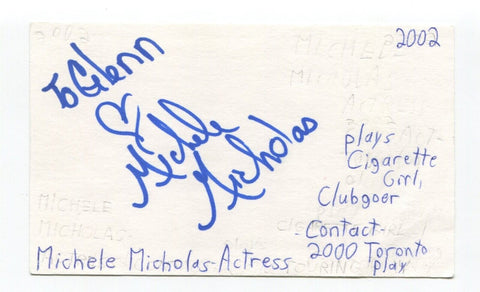 Michele Micholas Signed 3x5 Index Card Autographed Actress Contact