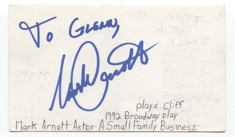 Mark Arnott Signed 3x5 Index Card Autographed Signature Actor Cheers