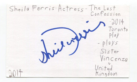 Sheila Ferris Signed 3x5 Index Card Autographed Actress General Hospital