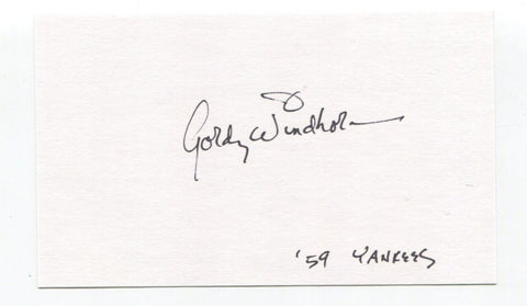 Gordy Windhorn Signed 3x5 Index Card Autographed Baseball MLB New York Yankees