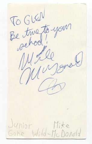 Junior Gone Wild - Mike McDonald Signed 3x5 Index Card Autographed Signature