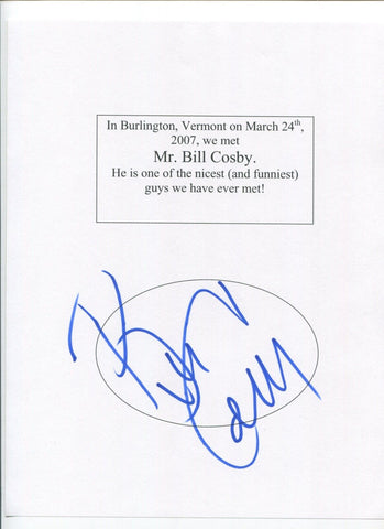 Bill Cosby Signed Page Autographed Signature Actor Comedian The Cosby Show