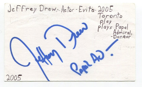 Jeffrey Drew Signed cut 3x5 Index Card Autograph Actor Runaways Ordinary Joe