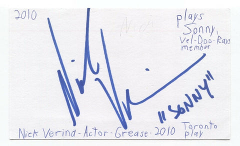 Nick Verina Signed 3x5 Index Card Autographed Signature Actor