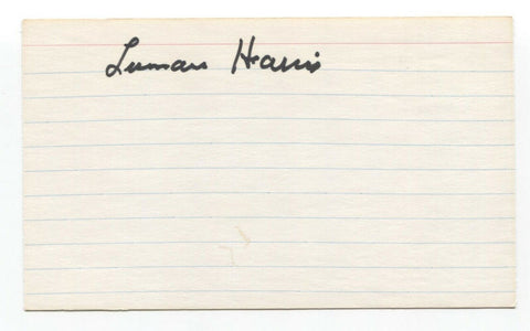 Lum Harris Signed 3x5 Index Card Baseball Autographed Signature