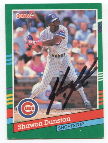 1991 Donruss Shawon Dunston Signed Baseball Card Autographed AUTO #686