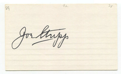 Joe Stripp Signed 3x5 Index Card Autographed Signature Baseball